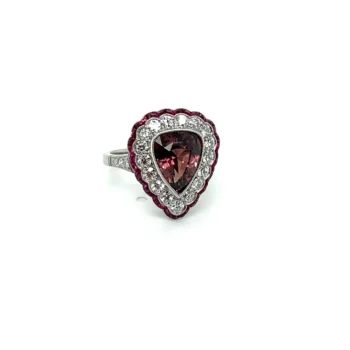3.5ct No Heat Sapphire, Ruby, & Diamond Platinum Ring, Alaska Mint