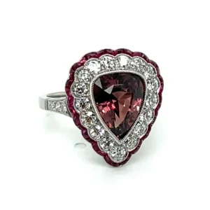 3.5ct No Heat Sapphire, Ruby, & Diamond Platinum Ring, Alaska Mint