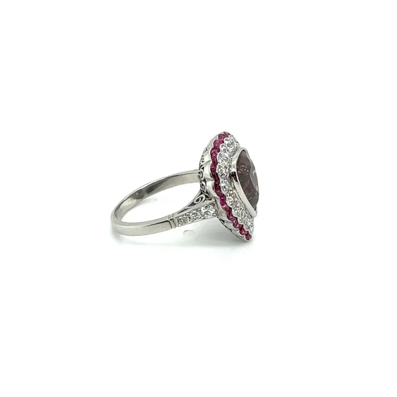 3.5ct No Heat Sapphire, Ruby, & Diamond Platinum Ring, Alaska Mint