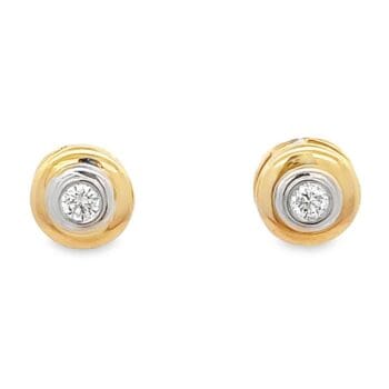 14k Yellow Gold Bezel Set Diamond Earrings, Alaska Mint