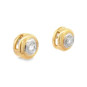 14k Yellow Gold Bezel Set Diamond Earrings, Alaska Mint