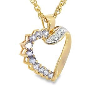 Open Heart Design Tanzanite & Diamond 14k Pendant, Alaska Mint