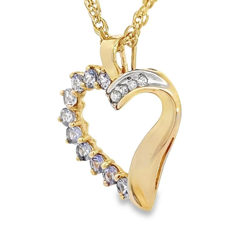 Open Heart Design Tanzanite & Diamond 14k Pendant, Alaska Mint