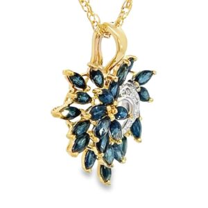 .02 ctw Diamonds & Marquise Natural Sapphire Heart Pendant, Alaska Mint