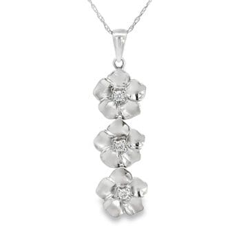 Diamond Three Floral Drop Pendant, Alaska Mint