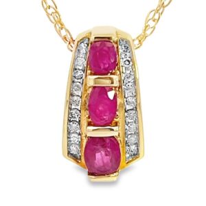 Three Stone Oval Ruby & Diamond Accent Slide Pendant, Alaska Mint