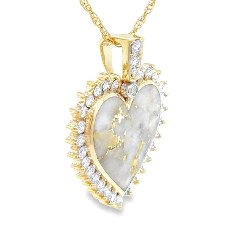 Diamond Gold Quartz Heart Pendant, Alaska Mint