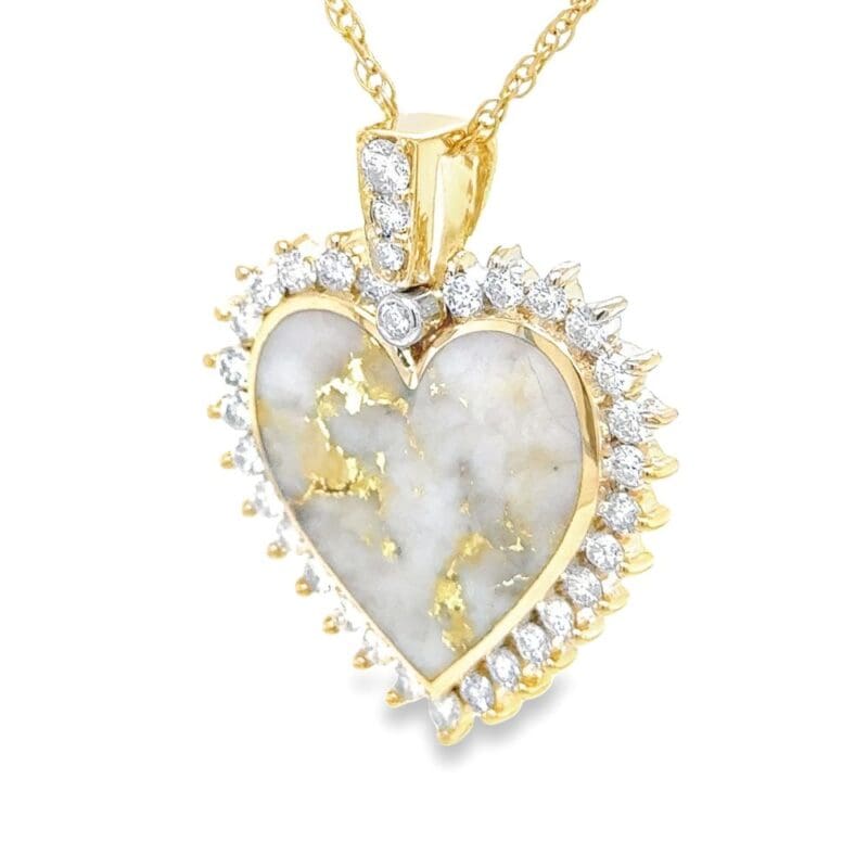 Diamond Gold Quartz Heart Pendant, Alaska Mint