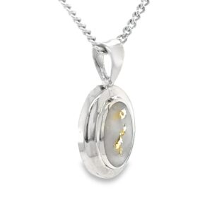 Gold Quartz Oval 14k White Gold Pendant, Alaska Mint