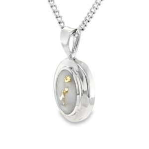 Gold Quartz Oval 14k White Gold Pendant, Alaska Mint