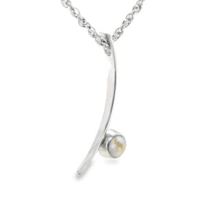 White Gold Curved Bar Gold Quartz Pendant, Alaska Mint