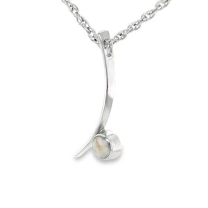 White Gold Curved Bar Gold Quartz Pendant, Alaska Mint
