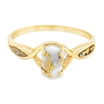 Gold Nugget Ladies Gold Quartz Ring, Alaska Mint