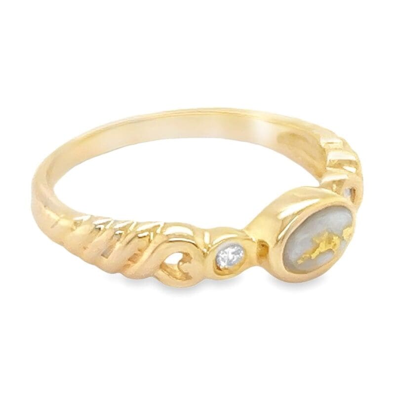 Twisted Band Gold Nugget Gold Quartz Ring, Alaska Mint