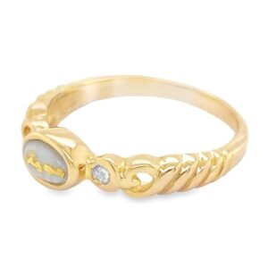 Twisted Band Gold Nugget Gold Quartz Ring, Alaska Mint