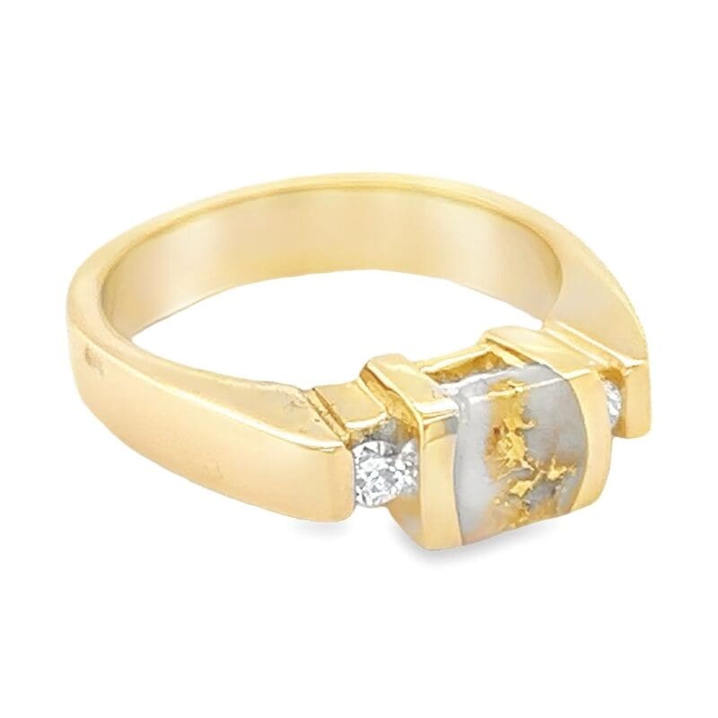 Ladies Diamond & Gold Quartz Ring, Alaska Mint