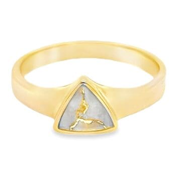Triangle Shaped Gold Quartz Ring, Alaska Mint