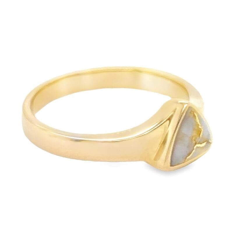 Triangle Shaped Gold Quartz Ring, Alaska Mint