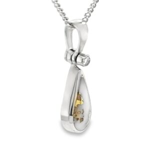 Gold Quartz Diamond White Gold Teardrop Pendant, Alaska Mint