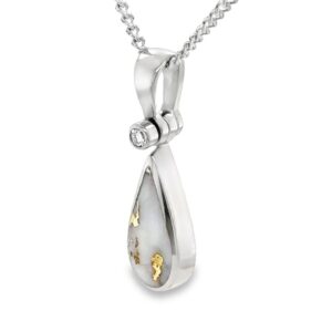Gold Quartz Diamond White Gold Teardrop Pendant, Alaska Mint