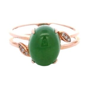 Jade Round Ring with Diamonds 18k Rose Gold, Alaska Mint
