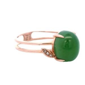 Jade Round Ring with Diamonds 18k Rose Gold, Alaska Mint
