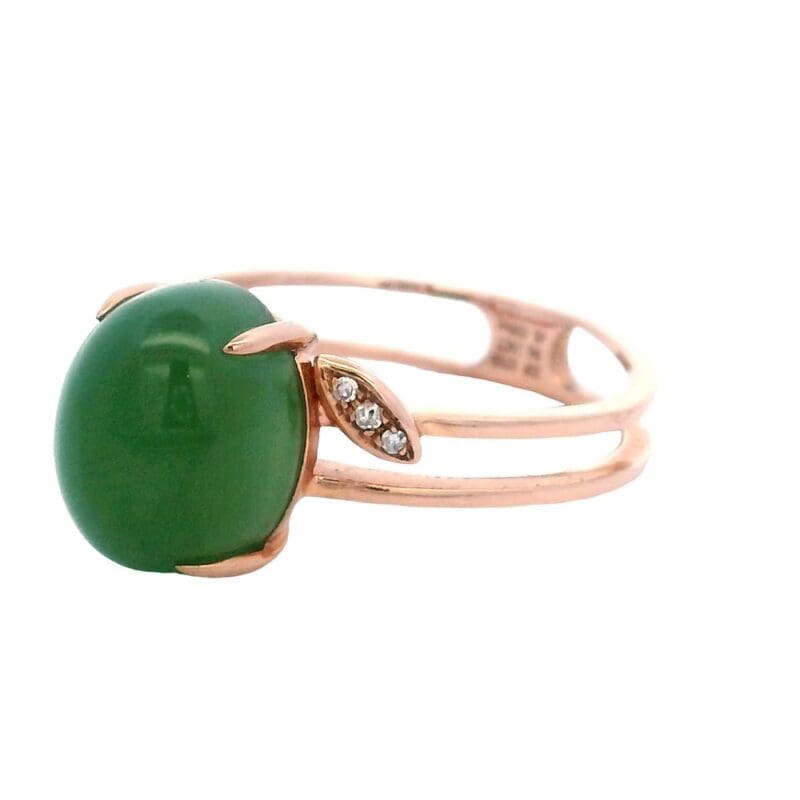 Jade Round Ring with Diamonds 18k Rose Gold, Alaska Mint