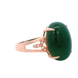 Jade Oval Shaped Ring 18k Rose Gold, Alaska Mint