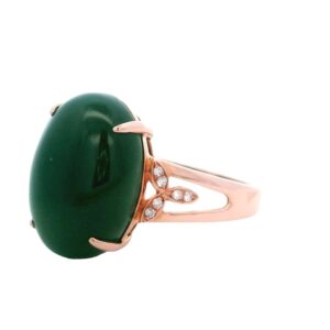 Jade Oval Shaped Ring 18k Rose Gold, Alaska Mint