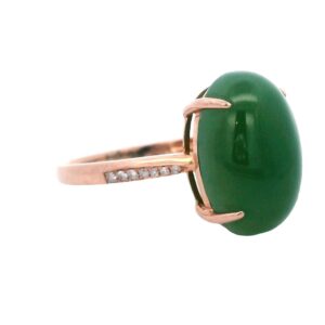 Jade Oval Shaped Ring 18k Rose Gold, Alaska Mint