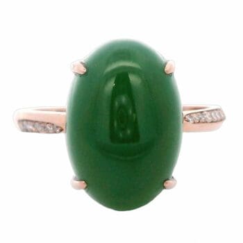 Jade Oval Shaped Ring 18k Rose Gold, Alaska Mint