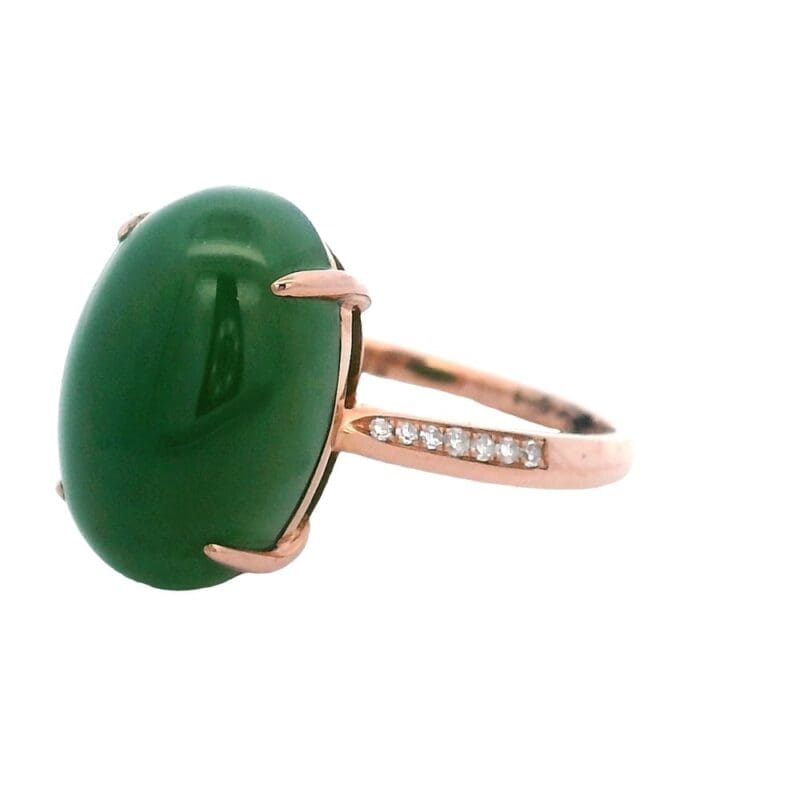 Jade Oval Shaped Ring 18k Rose Gold, Alaska Mint