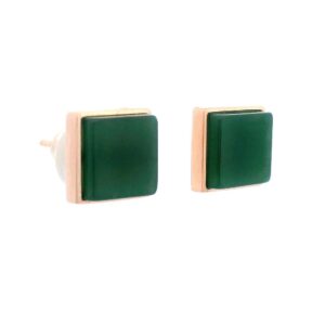 Jade Square Stud Earrings 18k Rose Gold, Alaska Mint