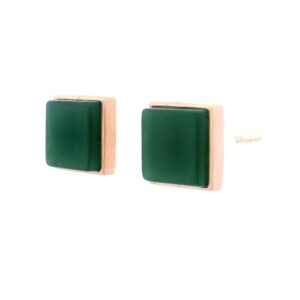 Jade Square Stud Earrings 18k Rose Gold, Alaska Mint