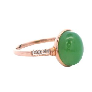 Jade & Diamond Ring 18k Rose Gold, Alaska Mint