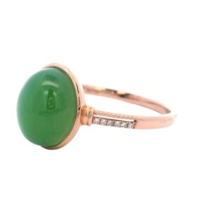 Jade & Diamond Ring 18k Rose Gold, Alaska Mint