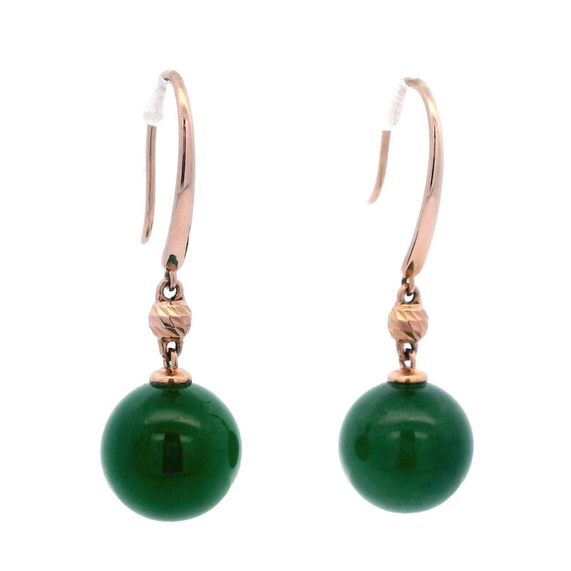 Jade Ball Earrings in 18k Rose Gold, Alaska Mint