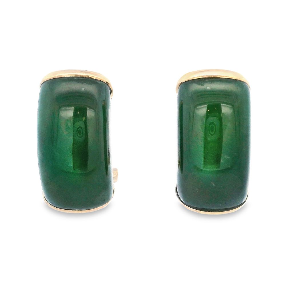 Jade Omega Clip Earrings 14k Gold, Alaska Mint