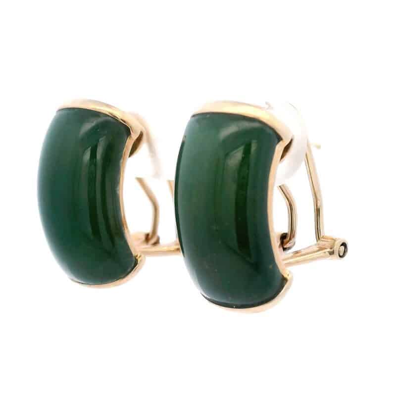Jade Omega Clip Earrings 14k Gold, Alaska Mint