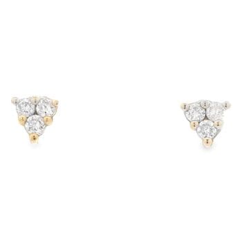 Pave Trio Diamond Earrings 14k, Alaska Mint