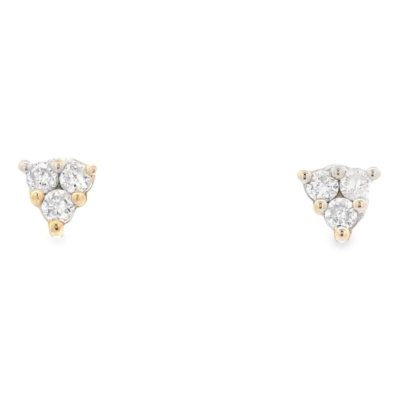 Pave Trio Diamond Earrings 14k, Alaska Mint