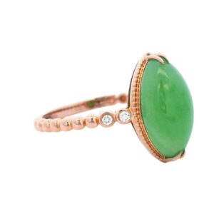 Jade Marquis Ring 18k Rose Gold with Diamonds, Alaska Mint