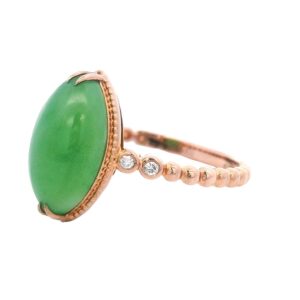 Jade Marquis Ring 18k Rose Gold with Diamonds, Alaska Mint