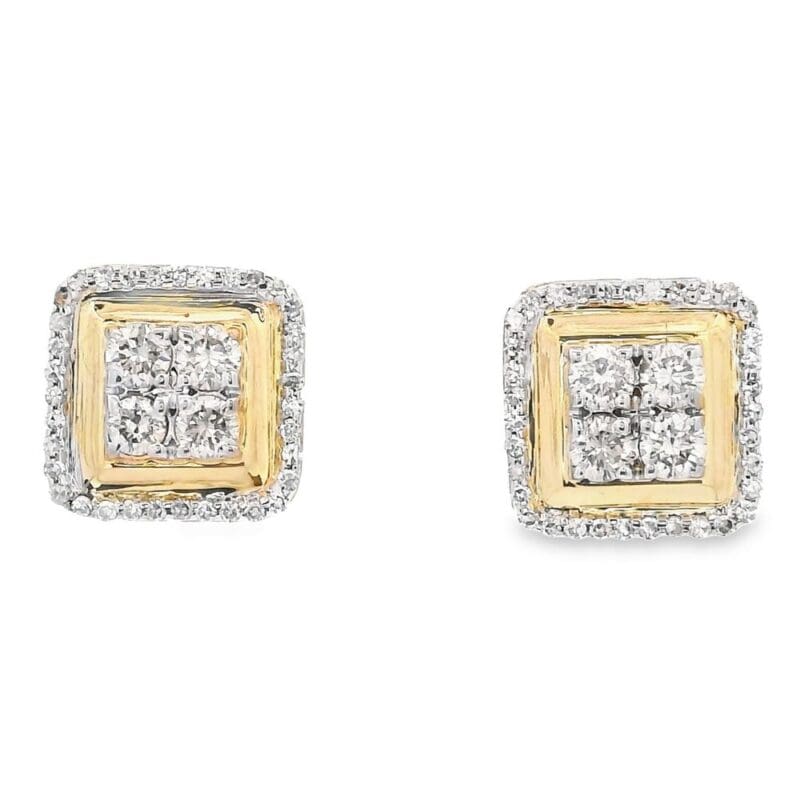 Square .60ct Diamond 14k Earrings, Alaska Mint