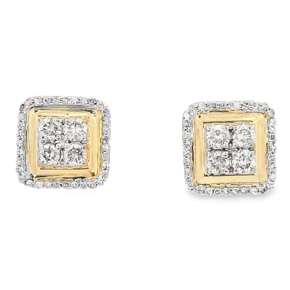 Square .60ct Diamond 14k Earrings, Alaska Mint