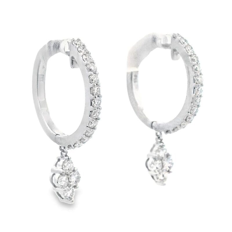 Hoop Diamond 14k White Gold Earrings, Alaska Mint