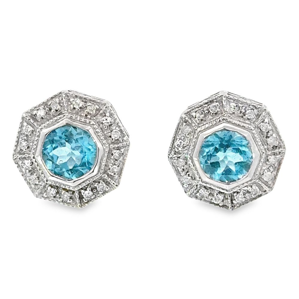 Diamond & Blue Topaz Earrings, Alaska Mint