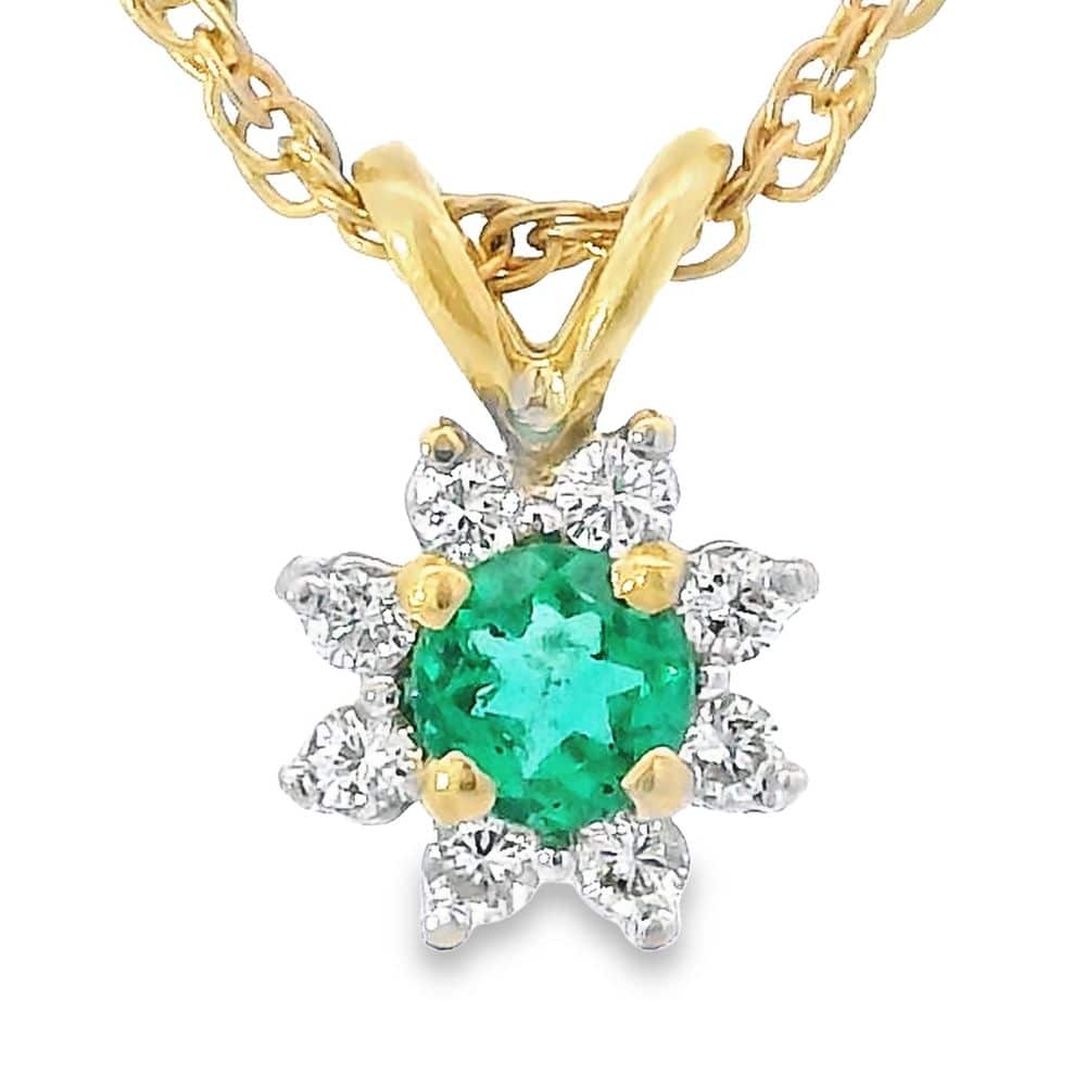 Emerald 18k Pendant with Diamonds, Alaska Mint