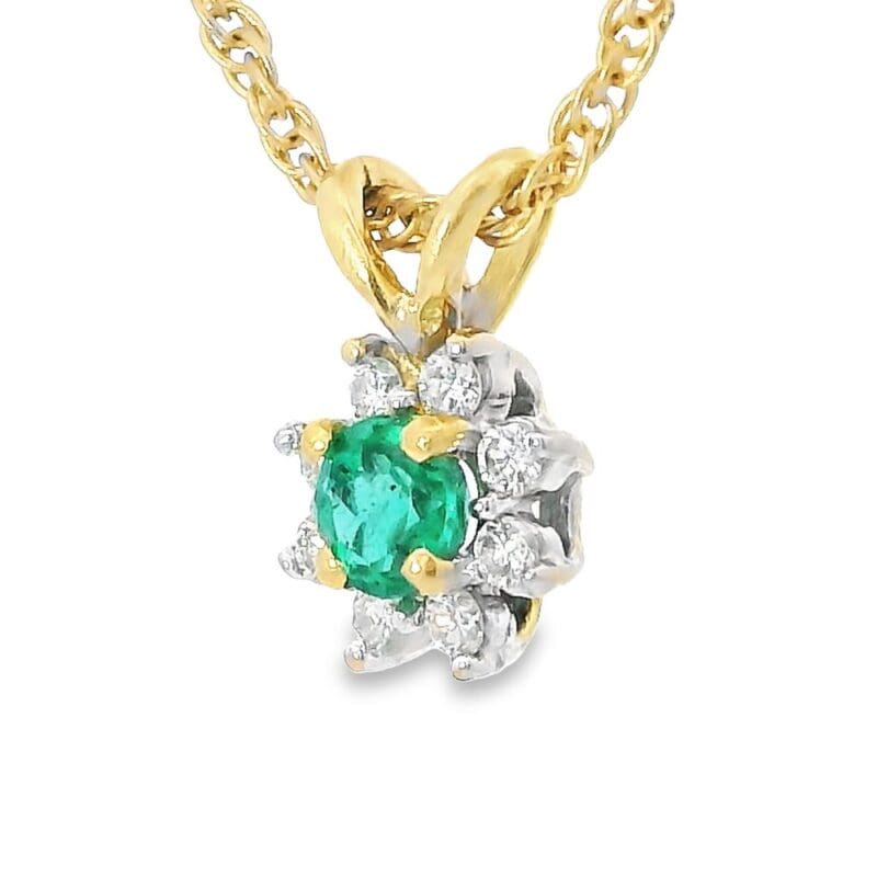 Emerald 18k Pendant with Diamonds, Alaska Mint