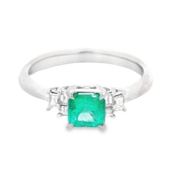 Emerald & Diamond Platinum Ring, Alaska Mint